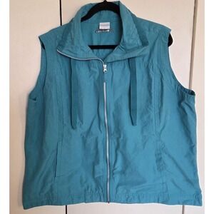 Columbia Womens Outdoor  Sleeveless Vest Front Zip Up Teal Size 2xl